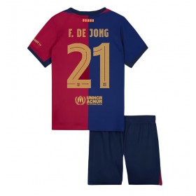 Barcelona Frenkie de Jong #21 Hjemme skjorte til barn 2024-25 Kortermet (+ korte bukser)